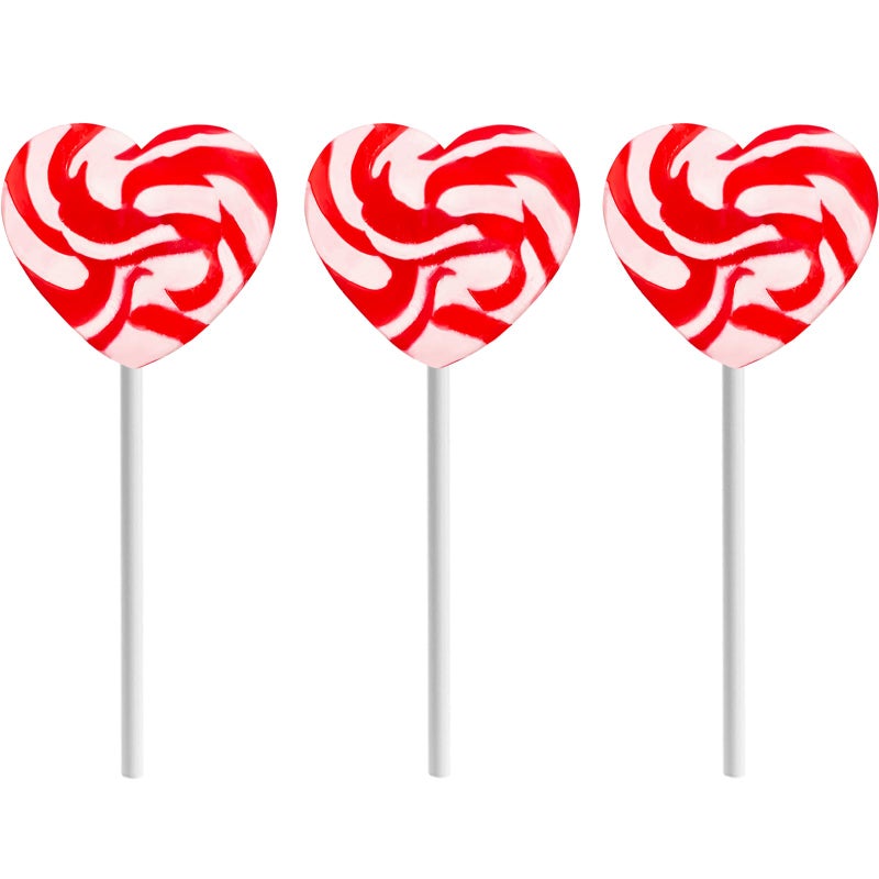 Fruidles Swirl Lollipop Heart Design, Red & White Heart Lollipops, Party Bag Fillers, Individually Wrapped (24-Pack) - Image 1